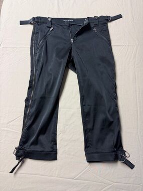 Versace Black Zip-Detail Stretch Capris with Adjustable Tabs